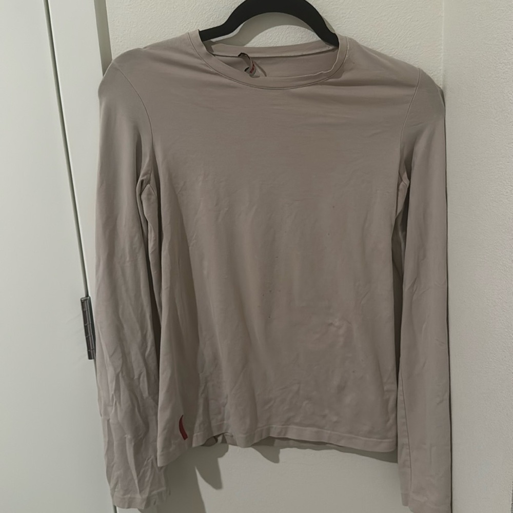 Prada Tan Fitted Long Sleeve T-Shirt - Medium